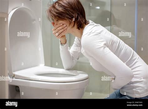 Woman Girl Experiencing Sickness Vomiting Pregnancy Poisoning And