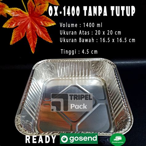 Jual Aluminium Foil Cup Tray Ox 1400 Tanpa Tutup 20x20 Cm Isi 10 Pcs