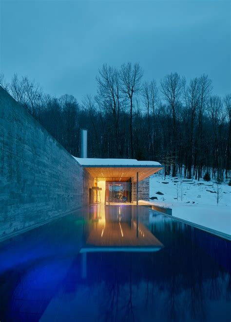 Quebec Pool House Draws On Mies Van Der Rohe S Barcelona Pavilion