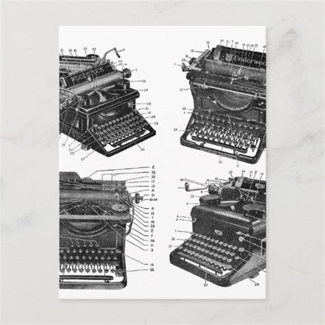Retro Vintage Kitsch Machines Old Typewriters Postcard