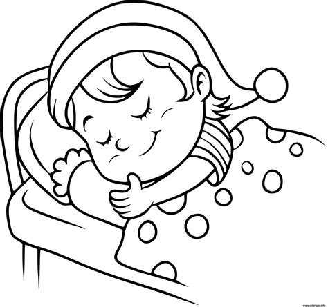 Coloriage Un Enfant Fort Paisiblement Sur Son Lit Dessin Enfants Imprimer