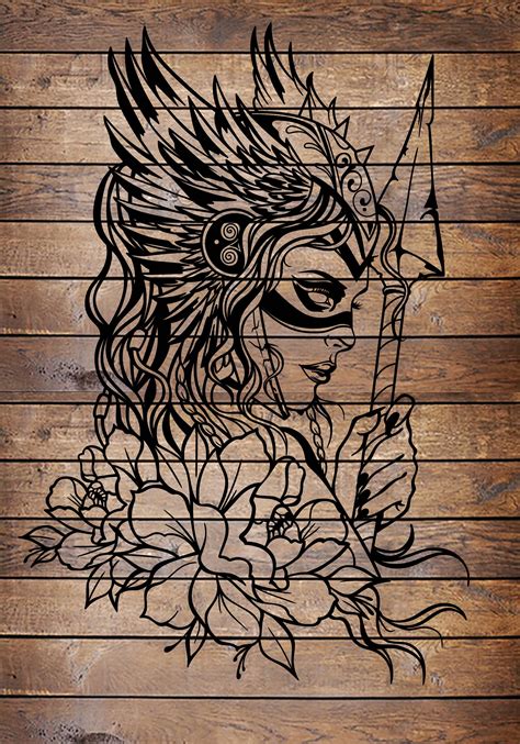 svg png valkyrie warrior girl cool viking norse horror tattoo etsy