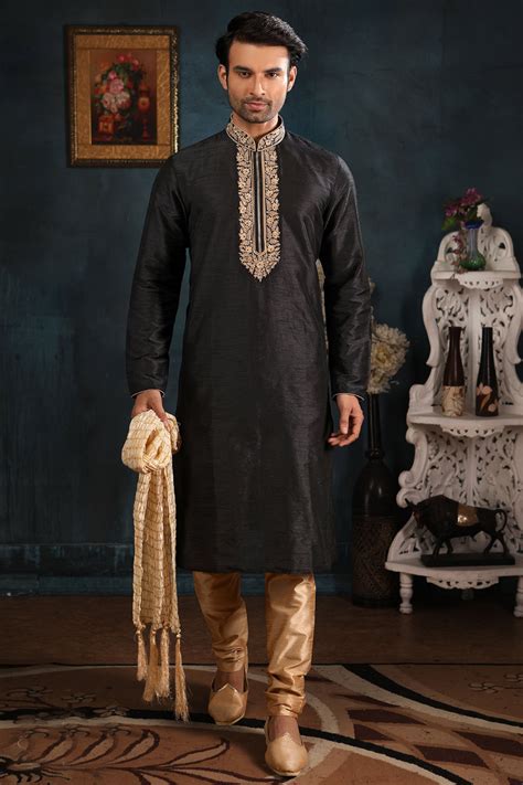 Buy Mens Readymade Designer Black Kurta For Eid Online Mkpv0711 Andaaz Fashion