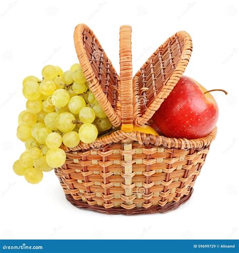Grapes And Apples In The Basket Stock Image Image Of Gardening