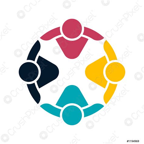 Groep Mensen Logo Handshake In Een Cirkel Teamwork Pictogramvector