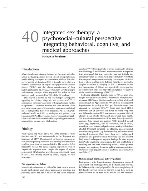 Pdf Integrated Sex Therapy A Psychosocial Cultural Perspective