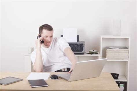 Man Working In Home Office Stock Photo Image Of Adult 28926476