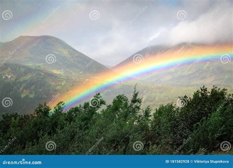 Rainbow In The Mountains Stock Photo Image Of Recreation 181582928
