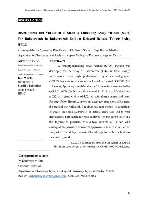 Pdf Development And Validation Of Stability Indicating Assay Method