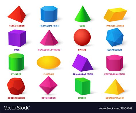 Color Basic Shapes Realistic 3d Geometric Forms Vector Image
