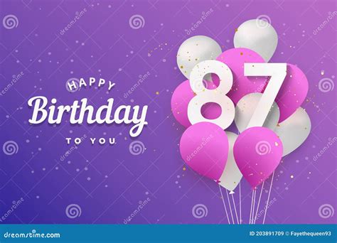 Happy 87th Birthday Balloons Greeting Card Background Stock Vector