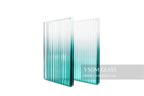 Lake Blue Gradient Ribbed Laminated Glass Vsom Glass