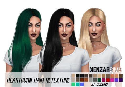 Kenzar Sims Leahlillith`s Heartburn Hair Retextured Sims 4 Hairs