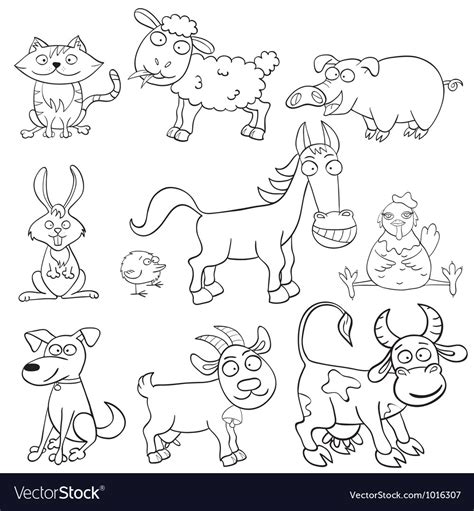 Download Coloring book with farm animals Royalty Free Vector Image