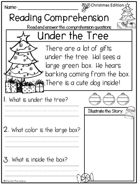 Christmas Reading Worksheets For Kindergarten Angelica Murrays 3rd