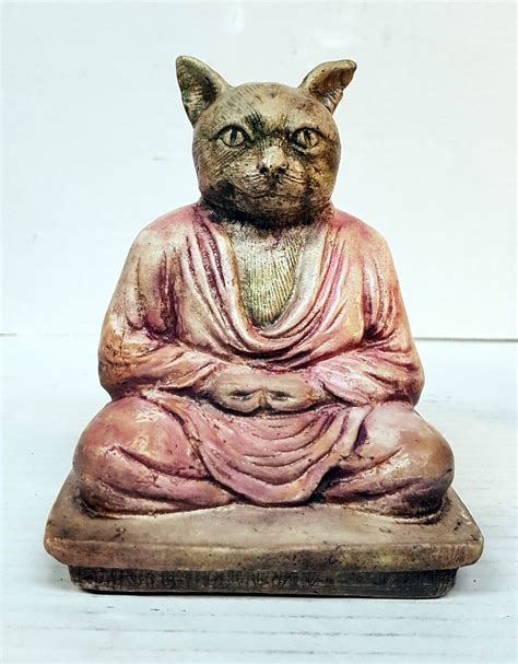 Cat Buddha 5 In 13 Cm Meditation Buddha Cat Sculpture Etsy