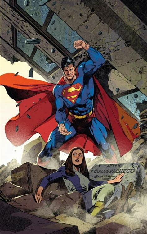The Cover To Superman Comics With An Image Of Two People In Front Of Them