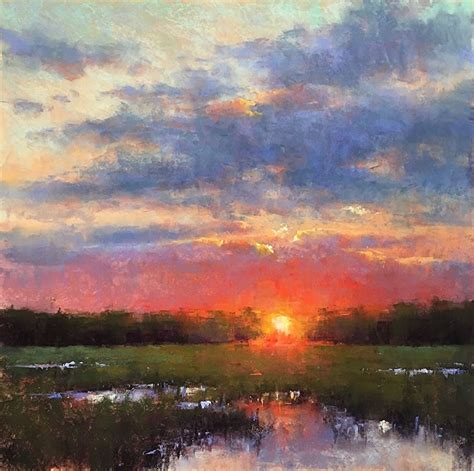 Scarlet Marsh By Jacob Aguiar Pastel ~ 24 X 24 Oil Pastel Landscape