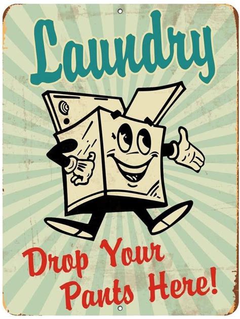 Laundry Drop Your Pants Here Sign Retro Vintage Tin Metal Etsy
