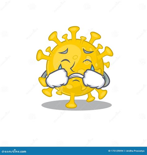 A Crying Corona Virus Diagnosis Cartoon Mascot Design Style Stock