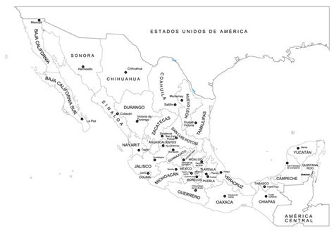 Mapa de México y sus Estados para pintar Mapa de mexico Mapas Mexico colores
