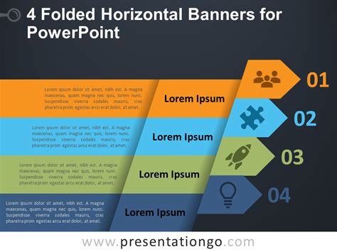 4 Folded Horizontal Banners For Powerpoint