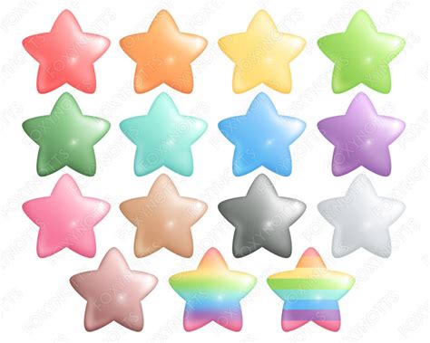 Rainbow And Pastel Star Clip Art Digital Download Clipart Etsy Singapore
