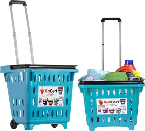 Gocart Teal Grocery Shopping Basket Rolling Laundry Cart Amazonca Home