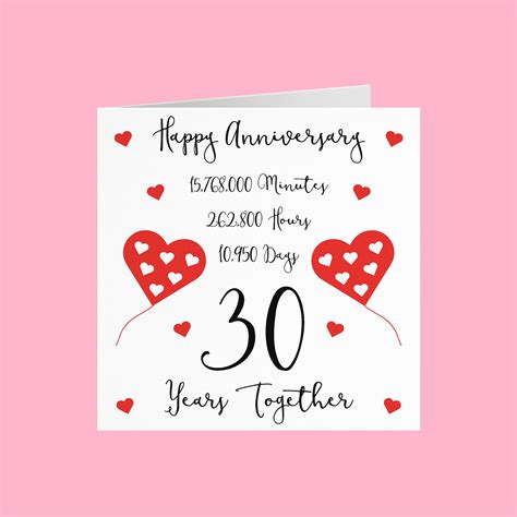Tarjeta 30 Aniversario De Boda 30 Años Juntos Feliz Etsy