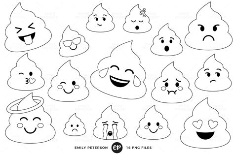 Poop Emoji Digital Stamps ~ Illustrations ~ Creative Market