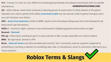 Terms And Slangs In Roblox What Does It Mean In Roblox Game
