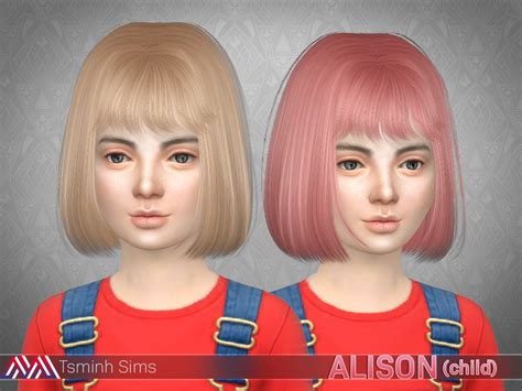 Alison Hair 18 Child Причёска детская от Tsminhsims для Sims 4