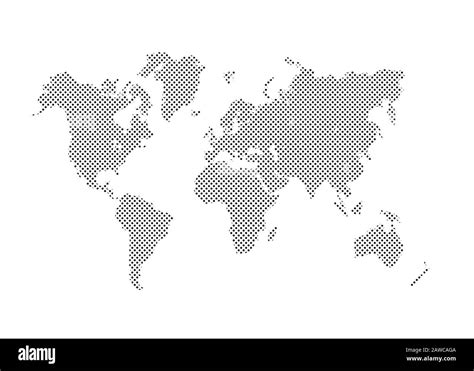 Dotted Political World Map Template With Grey Points Isolated On White