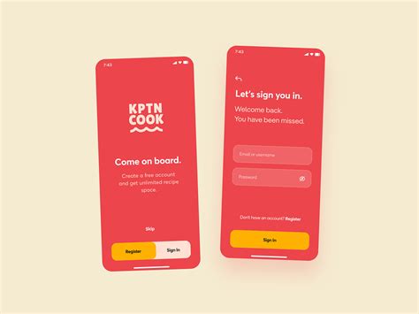 Kptncook Mobile App Redesign Register By Eduard Bodak On Dribbble