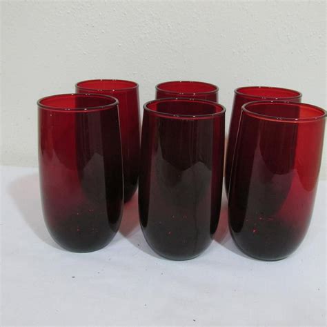 Tumblers Royal Ruby Set Of 6 Vintage Anchor Hocking 8 Ounce Etsy