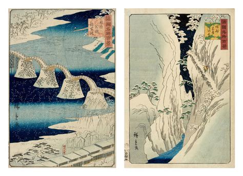 Utagawa Hiroshige Ii 1826 1869 Two Woodblock Prints Edo Period