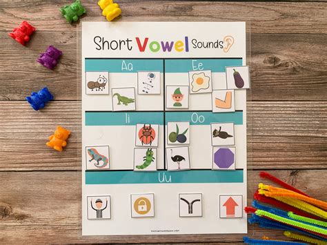 Short Vowel Sounds Game Educational Vowel Chart Matching Etsy