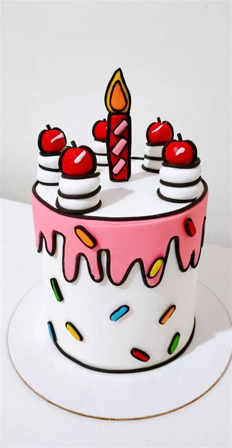 30 Cute Comic Cakes For Cartoon Lovers White Cake With Sprinkles