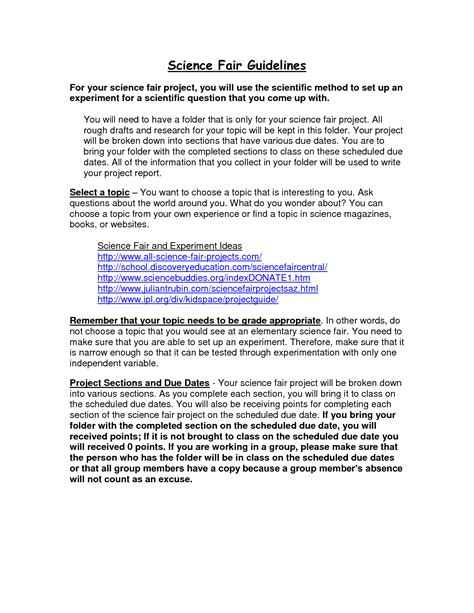 Science Fair Research Paper Example 2 Guidelines For Sixth Grade
