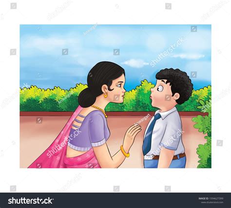 Illustration Mother Son Talking Stock Illustration 1594627399 Mother