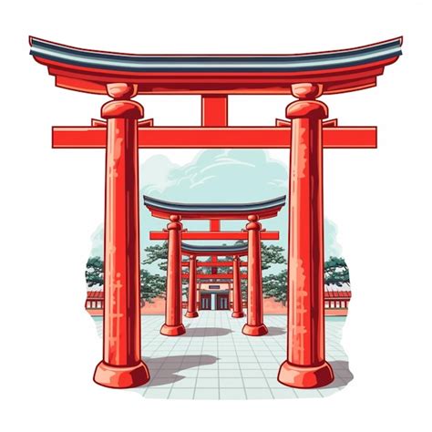 Premium Ai Image A Cartoon Illustration Of A Tori Tori Gate With A