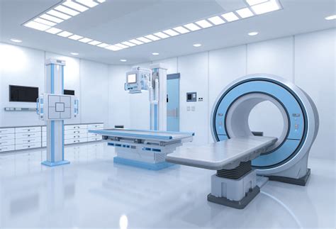 Hospital Radiology Room With Mri Scanner And Xray Machine Stok