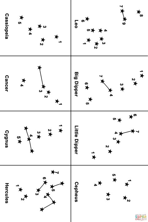 Download and print these for 5th graders coloring pages for free. Constellation Map dot to dot | Free Printable Coloring Pages