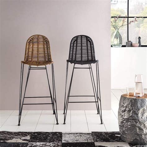 Additionally, the strong metal legs ensure this set of furniture stable and durable. Rattan Bar Stools • Vintage Scandinavian Modern Style ...