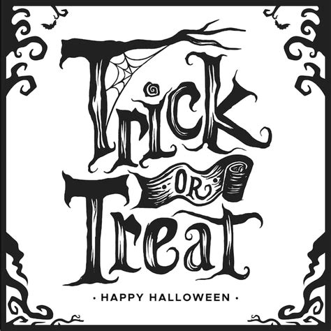 Free Vector Trick Or Treat Lettering White And Black Design