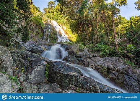 Famous Tropical Waterfall Namuang On Koh Samui Island In Thailand Stock