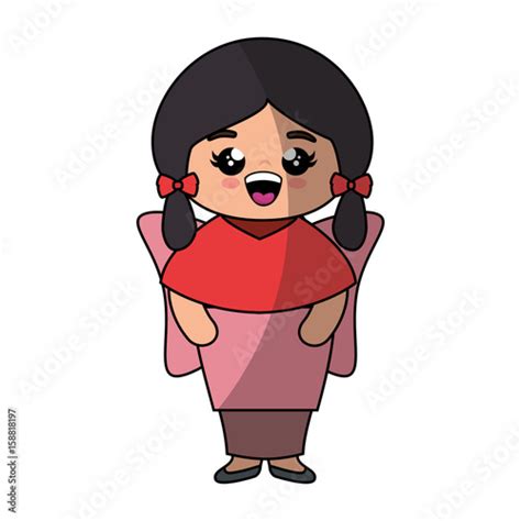 cute japanese girl cartoon icon vector illustration graphic design stock image and royalty