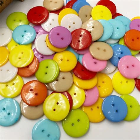Free Shipping 100 Pcs 2 Holes Round Plastic Sewing Buttons Mixed Color