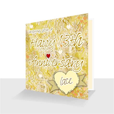 13th Wedding Anniversary Card Lace Wedding Anniversary