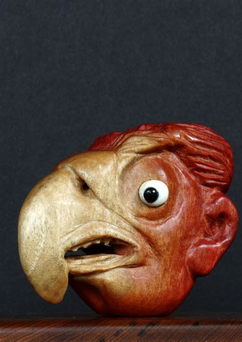 Karasu Tengu Mask Carved By Wes Thorpe In Pink Ivory Wood Cm Eyes Double Inlaid Published